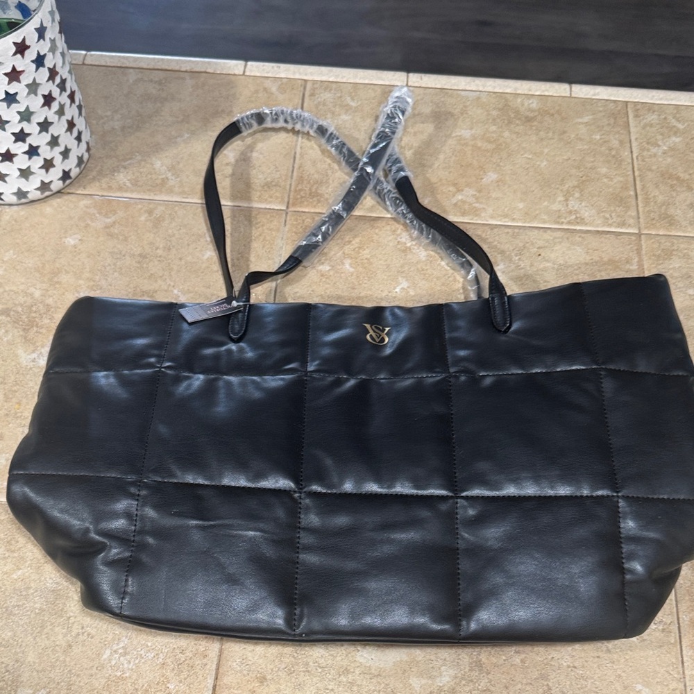 VS faux Black Leather Tote Bag